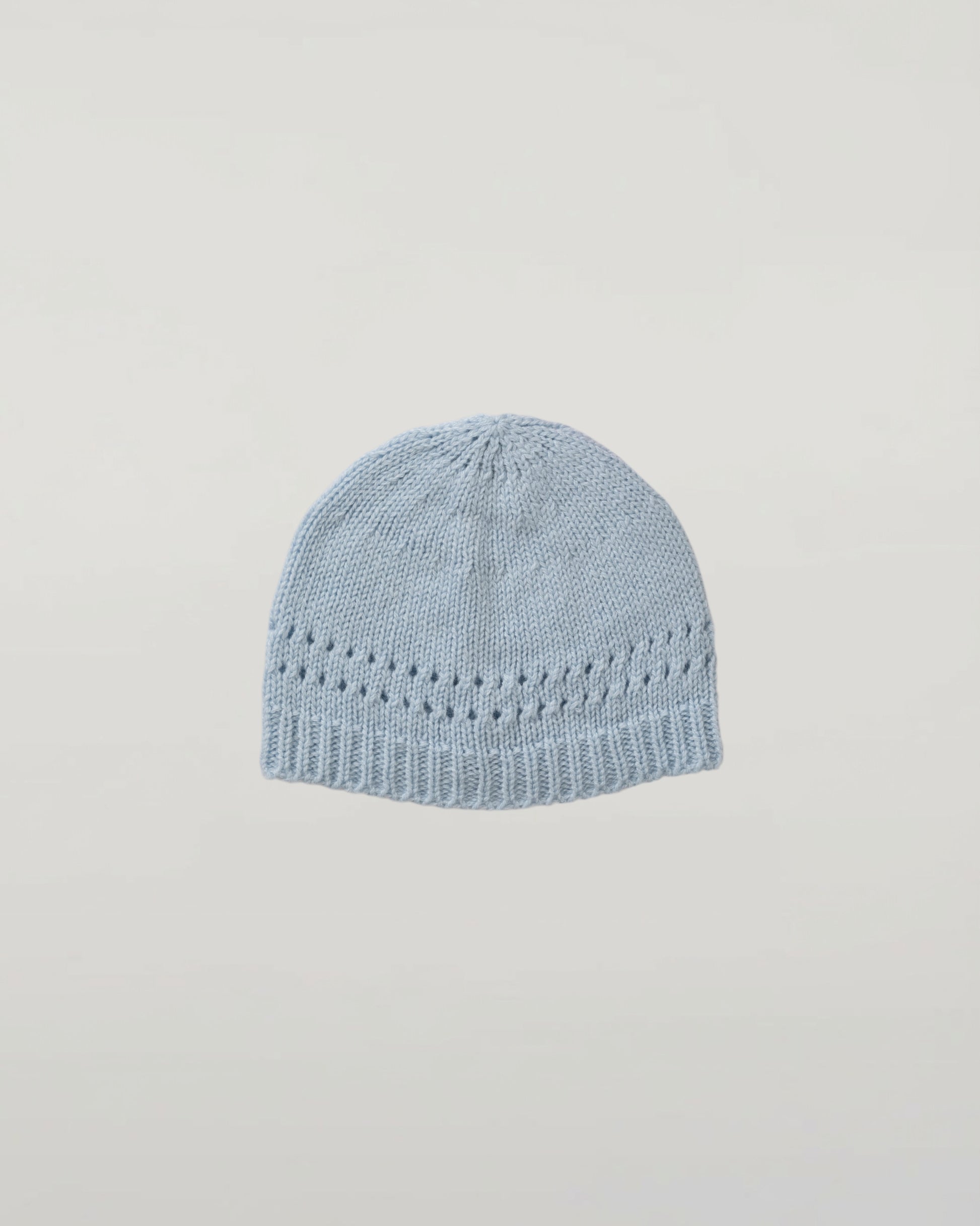 Johnstons of Elgin Baby Handknits Powder Blue Hand Knitted Cashmere Baby Beanie JA000132SD0167ONE