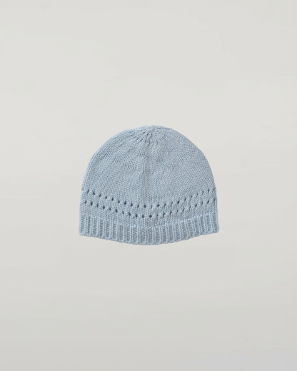 Johnstons of Elgin Baby Handknits Powder Blue Hand Knitted Cashmere Baby Beanie JA000132SD0167ONE
