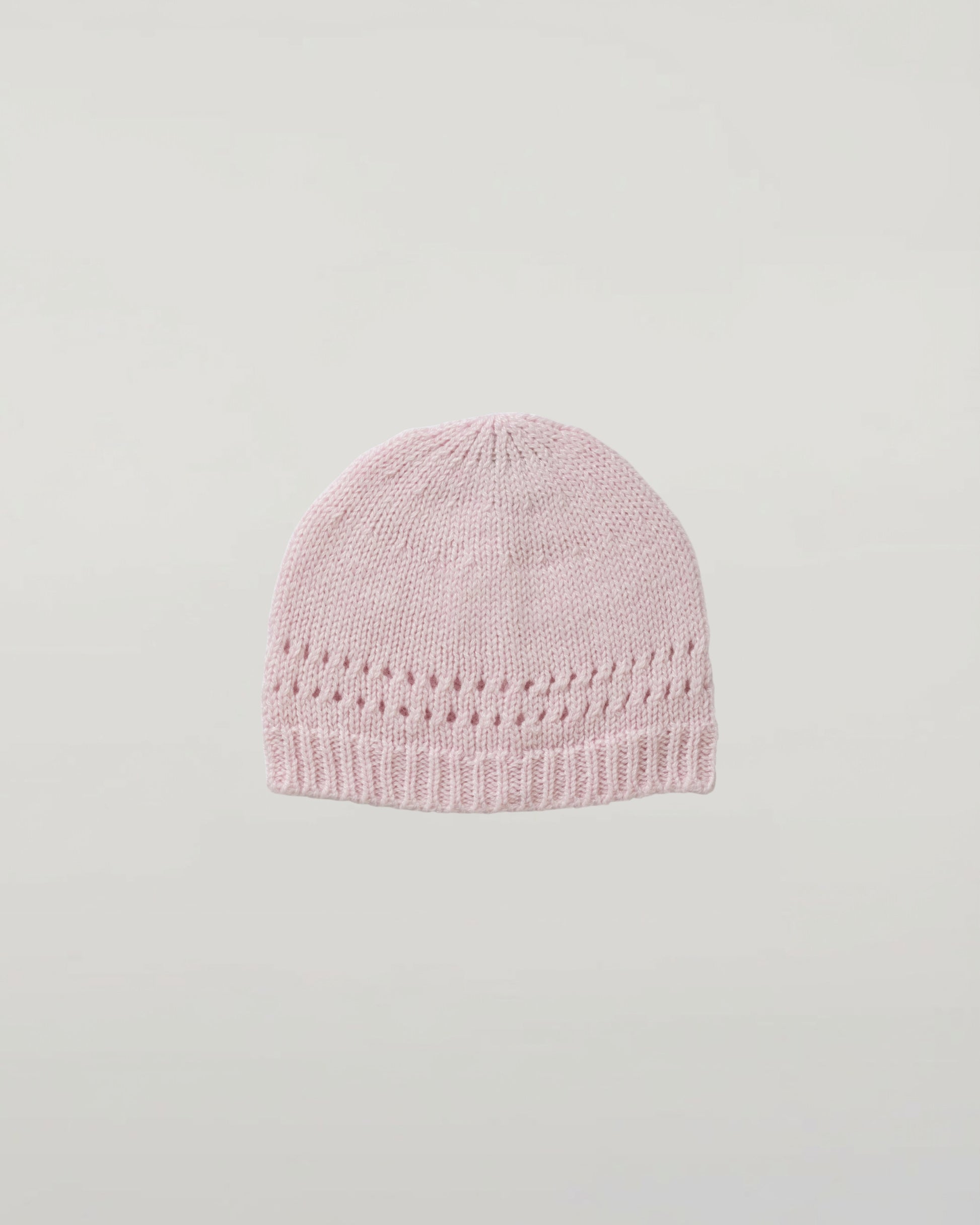 Johnstons of Elgin Baby Handknits Blush Hand Knitted Cashmere Baby Beanie JA000132SE0208ONE