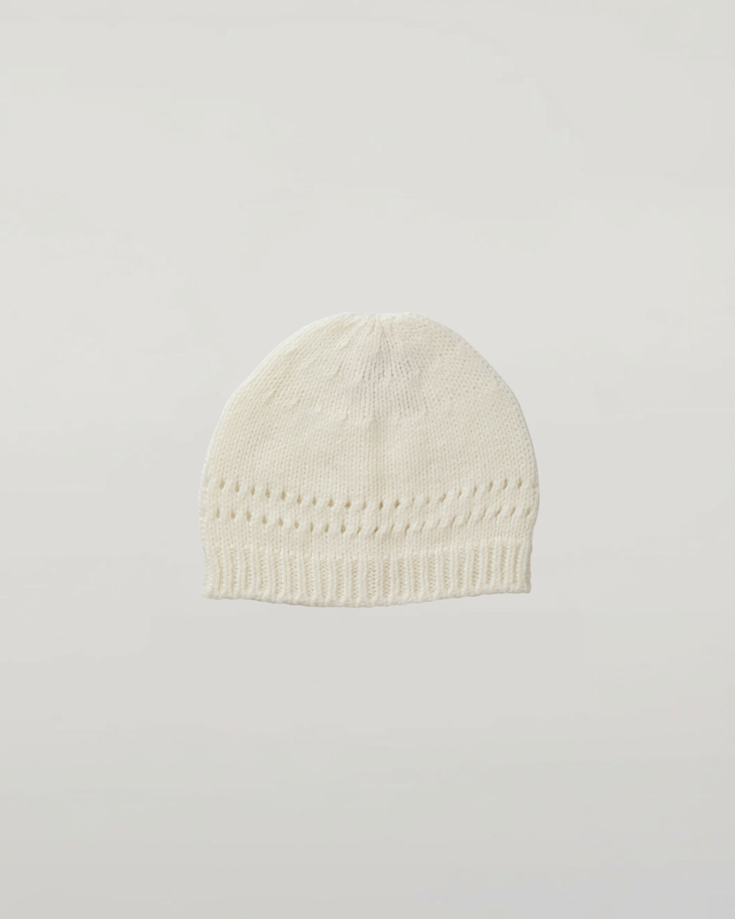 Johnstons of Elgin Baby Handknits Ecru Hand Knitted Cashmere Baby Beanie JA000132SA0132ONE