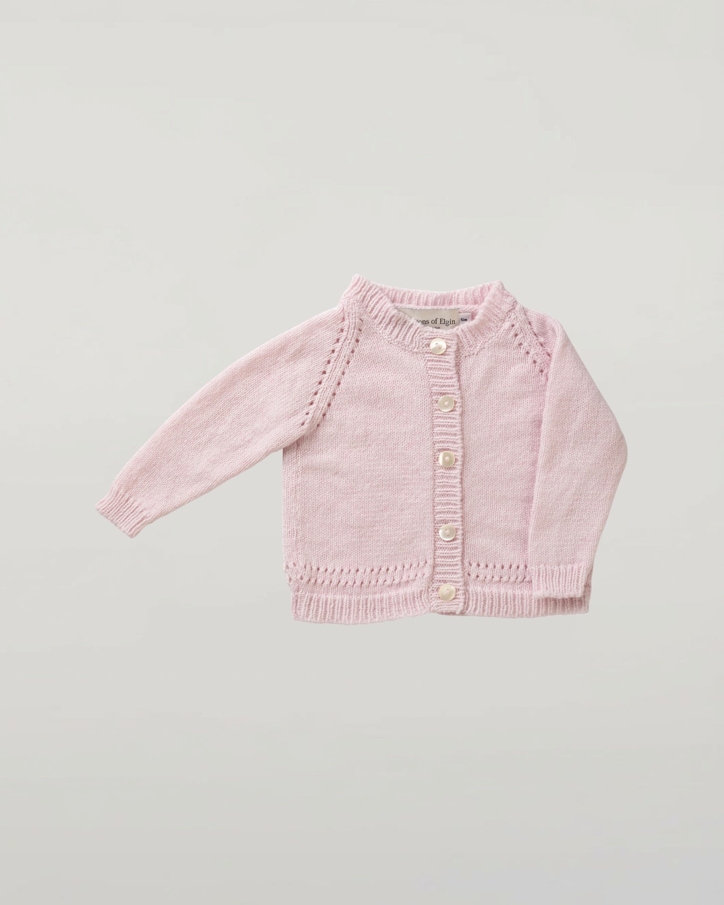 Johnstons of Elgin Baby Handknits Blush Hand Knit Cashmere Baby Cardigan JA000105SE0208