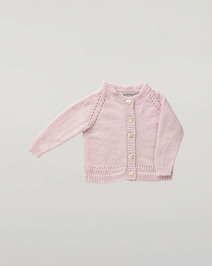 Johnstons of Elgin Baby Handknits Blush Hand Knit Cashmere Baby Cardigan JA000105SE0208