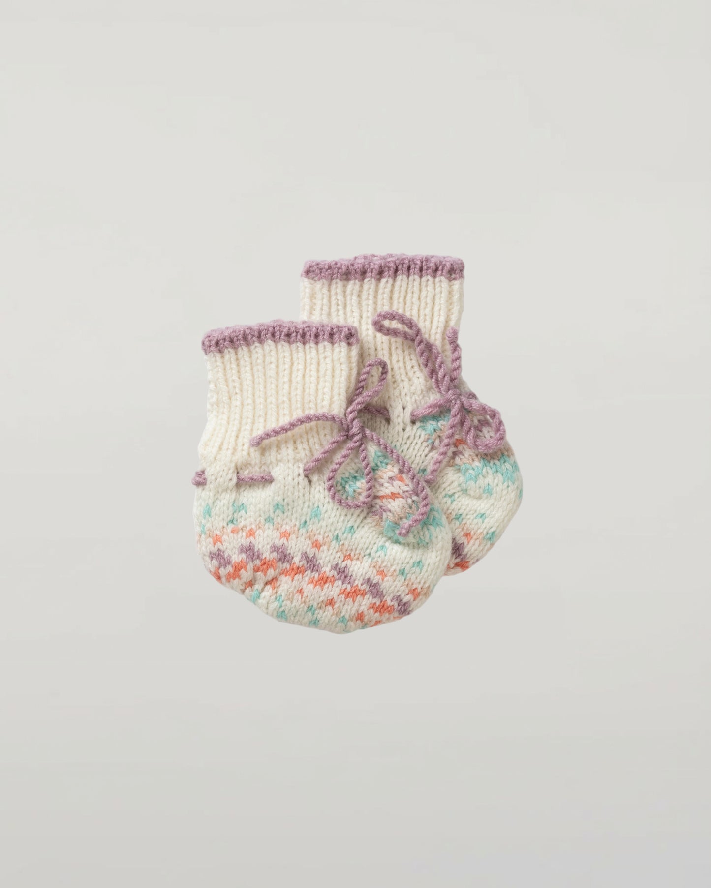 Johnstons of Elgin Baby Handknits GUIMAUVE (PINK) Hand Knit Fairisle Cashmere Baby Booties JA000138SE4845