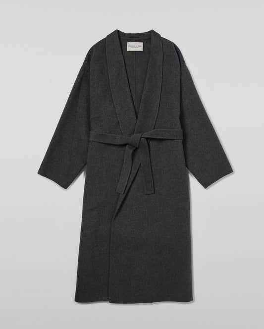Johnstons of Elgin Women's Tailoring Mid Grey Grey Cashmere Wrap Coat Front View TA000621RU7292