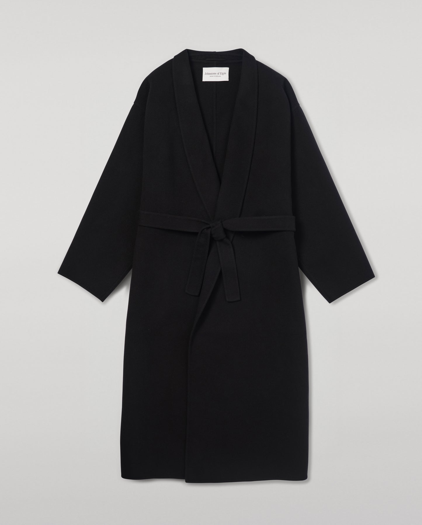 Johnstons of Elgin Women's Tailoring Black Black Cashmere Wrap Coat Front View TA000621RU6432