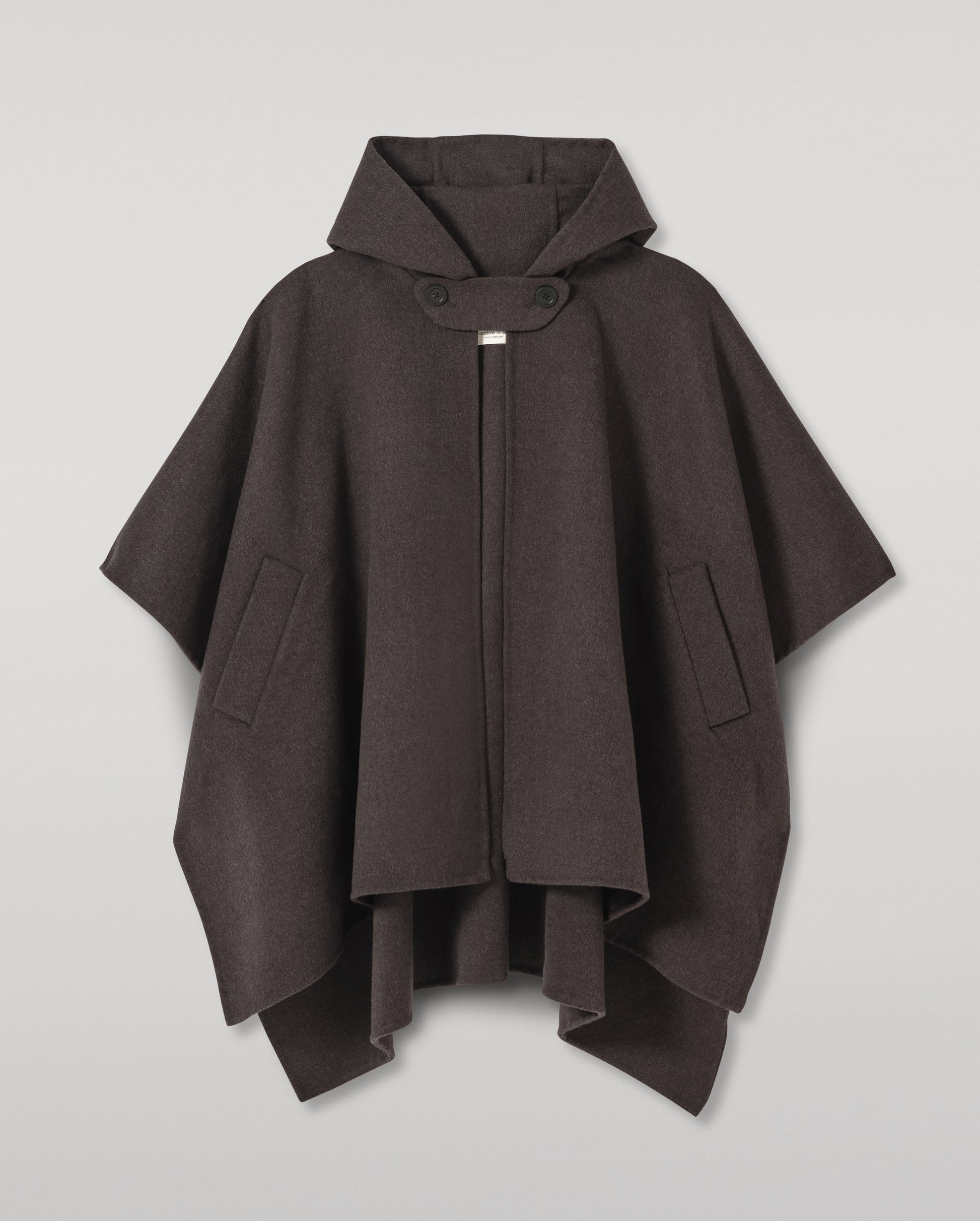JOHNSTONS OF ELGIN WOMENS HOOLIE DF CM TAILORED HOODED CAPE CHARCOAL GREY 100% CASHMERE TA000677RU6081ONE