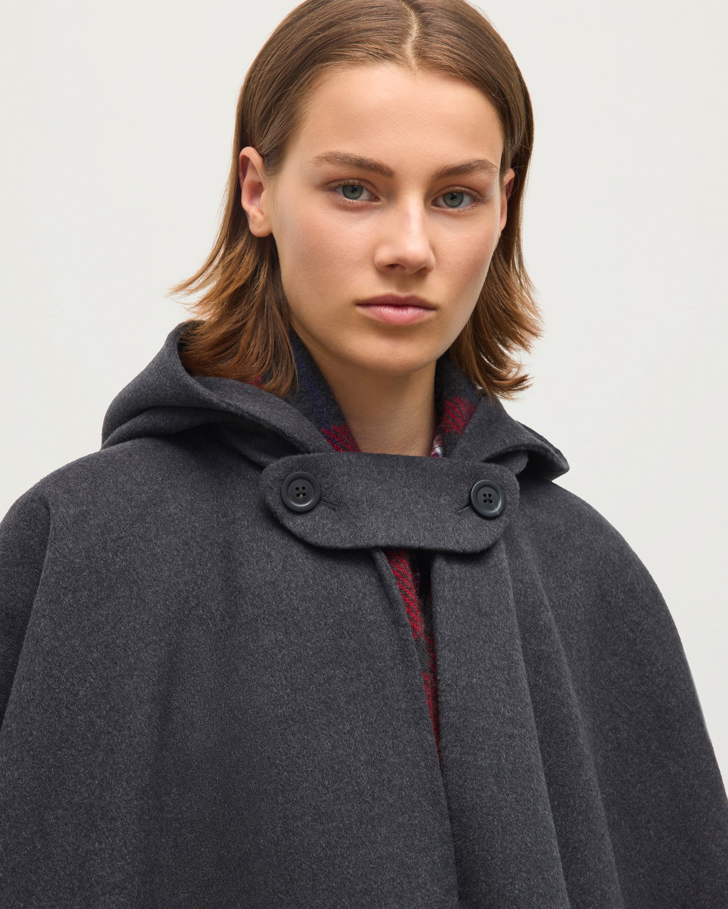 JOHNSTONS OF ELGIN WOMENS HOOLIE DF CM TAILORED HOODED CAPE CHARCOAL GREY 100% CASHMERE TA000677RU6081ONE