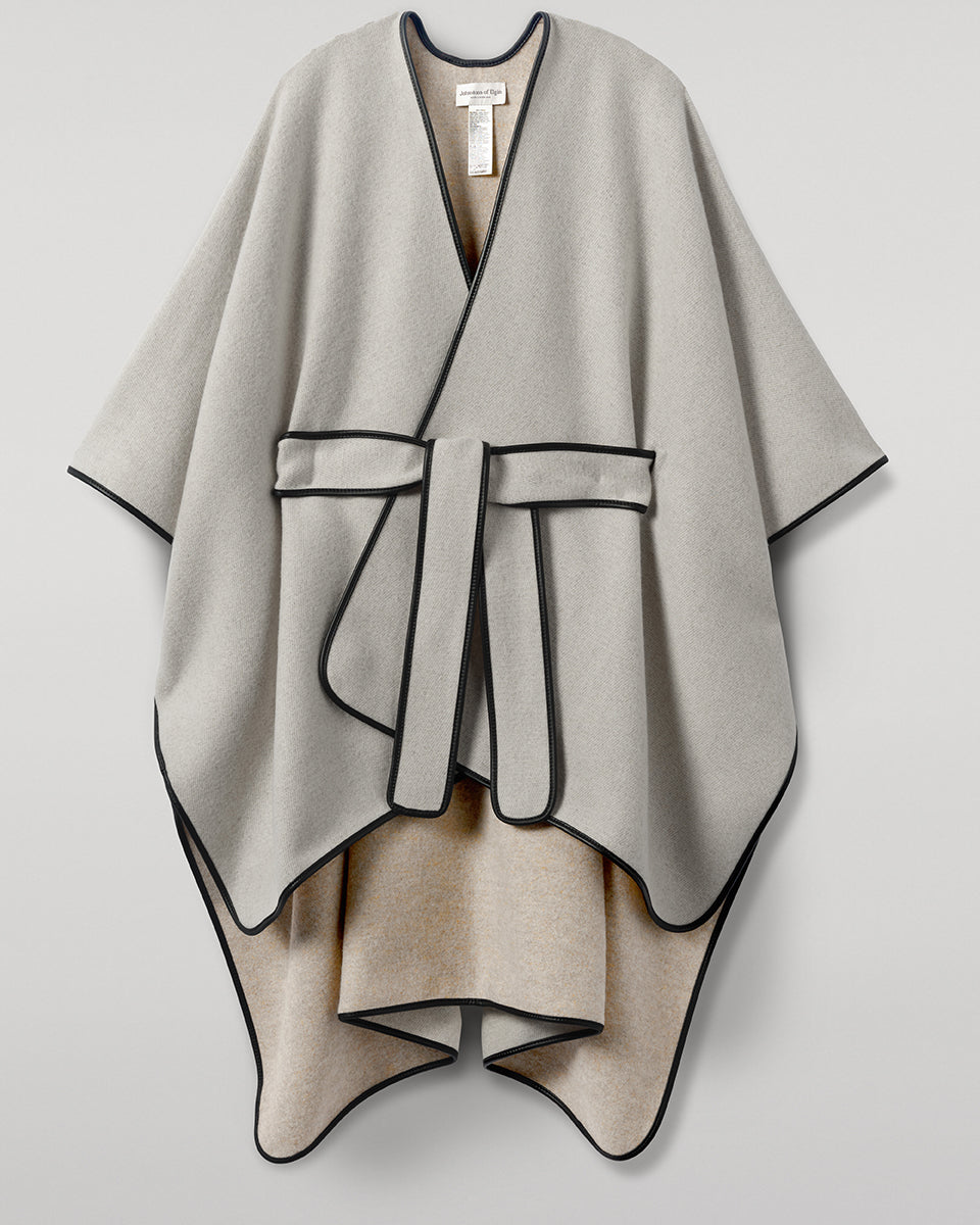 Johnstons of Elgin AW25 Woven Accessories Ecru & Oatmeal Belted Cashmere Cape TB000696RU7544ONE