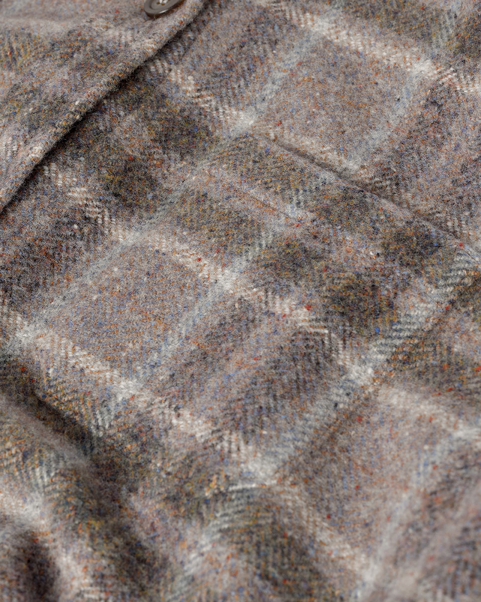 Johnstons of Elgin  Women's Tailoring Slate Tweed Check Slate Tweed Check Oversized Shirt Front View TB000754RU7676