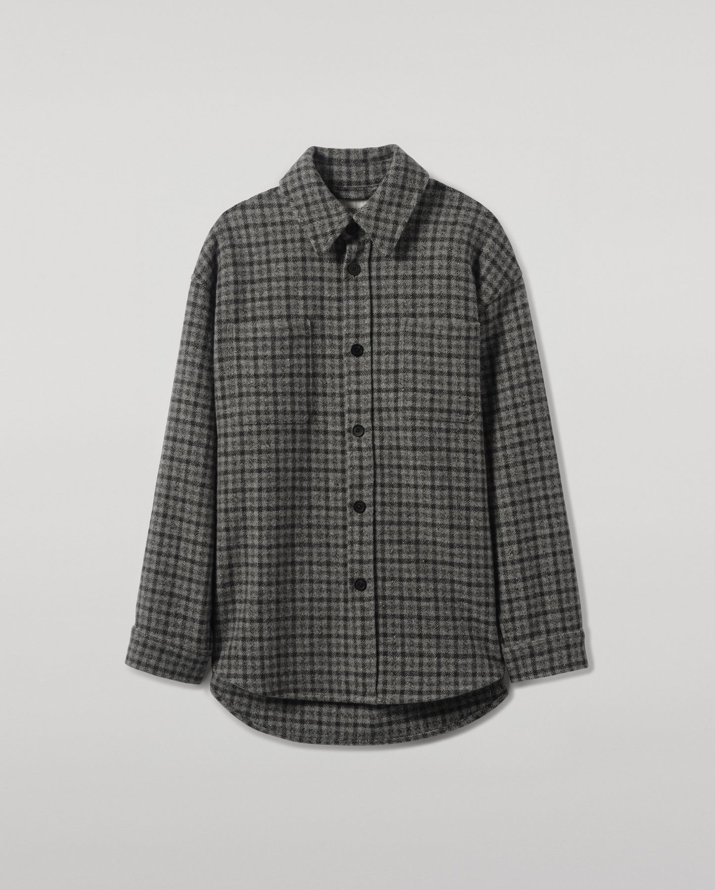 Johnstons of Elgin Men's Tailoring Grey Classic Gunclub Cashmere Wool Blend Grey Overshirt TB000755RU7684