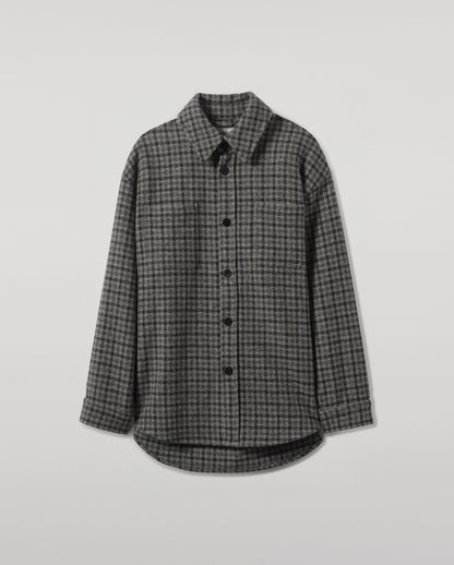 Johnstons of Elgin Men's Tailoring Grey Classic Gunclub Cashmere Wool Blend Grey Overshirt TB000755RU7684