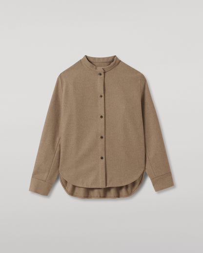 JOHNSTONS OF ELGIN WOMENS ETAIN WOOL CASHMERE GRANDAD SHIRT 90% WOOL, 10% CASHMERE TB000857RU7880