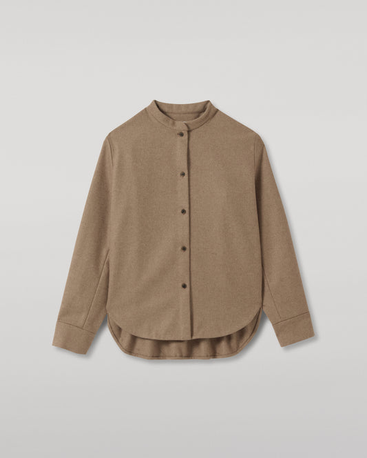 JOHNSTONS OF ELGIN WOMENS ETAIN WOOL CASHMERE GRANDAD SHIRT 90% WOOL, 10% CASHMERE TB000857RU7880