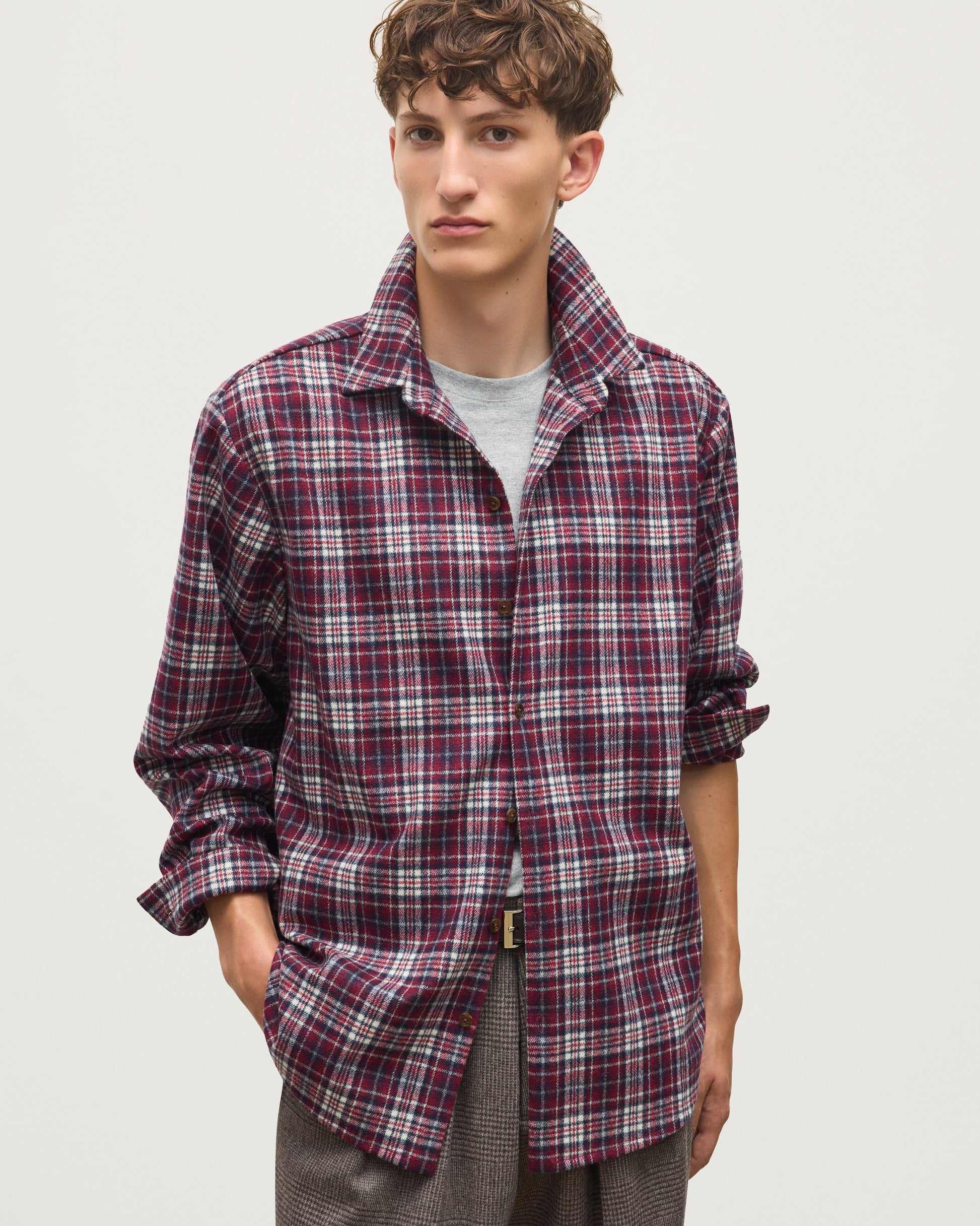 JOHNSTONS OF ELGIN MENS CAPERCAILLIE WOOL CM OVERSHIRT 90% WOOL, 10% CASHMERE TB000859RU7842