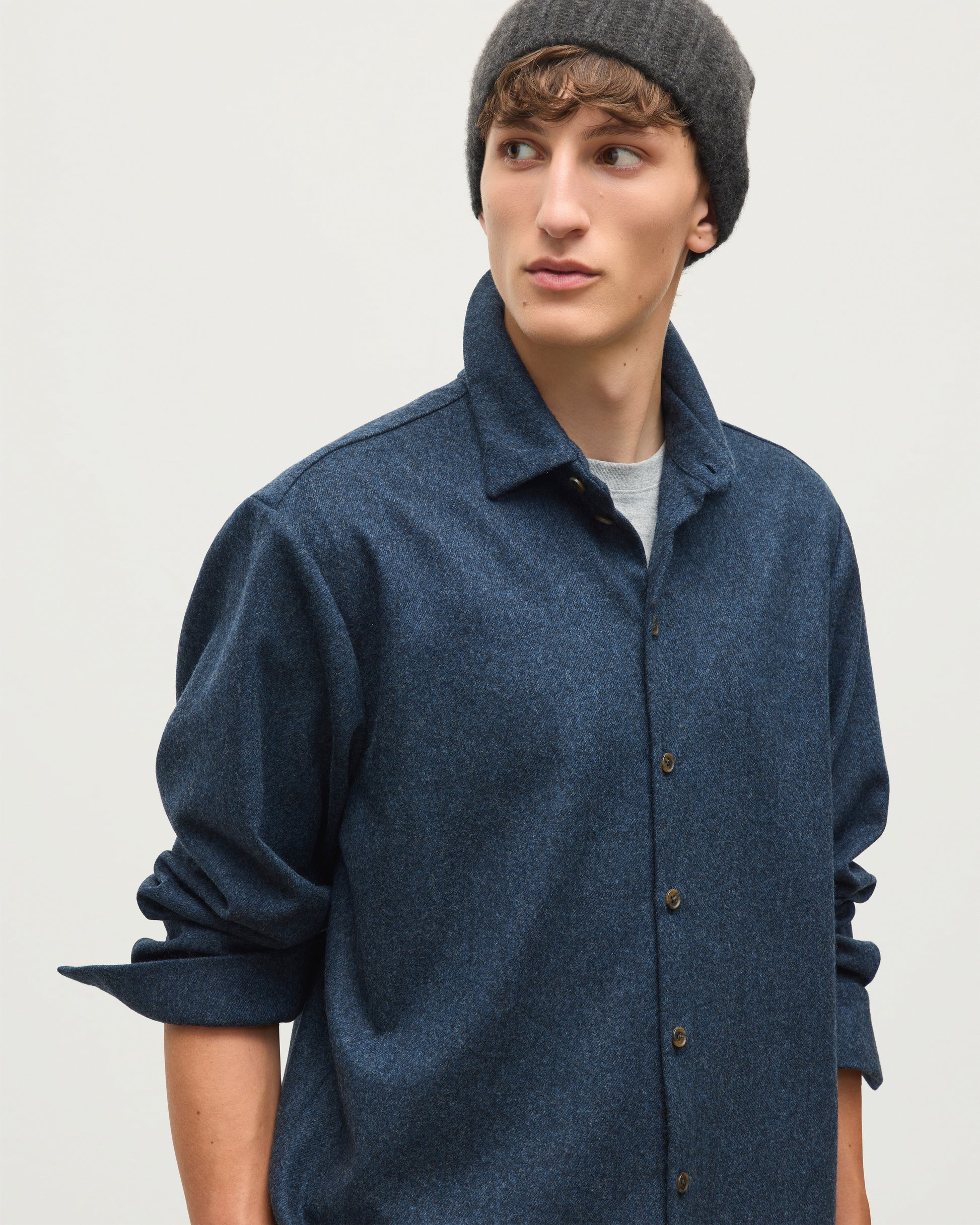 JOHNSTONS OF ELGIN MENS CORRIE WOOL CASHMERE OVERSHIRT 90% WOOL, 10% CASHMERE TB000865RU7853
