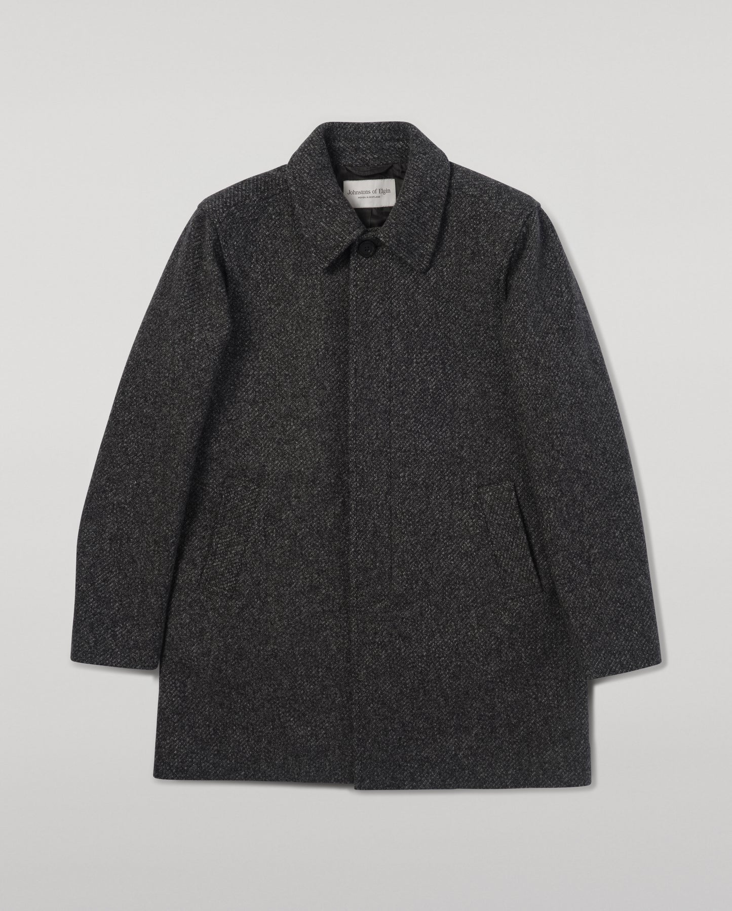 Johnstons of Elgin Men's Tailoring Grey Modern Twill Wool Grey Car Coat side TD000473RU7679