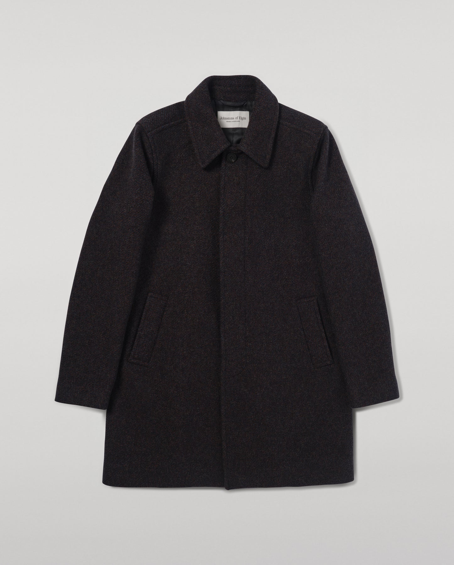 Johnstons of Elgin Men's Tailoring Shale Modern Twill Wool Grey Car Coat side view TD000473RU7680