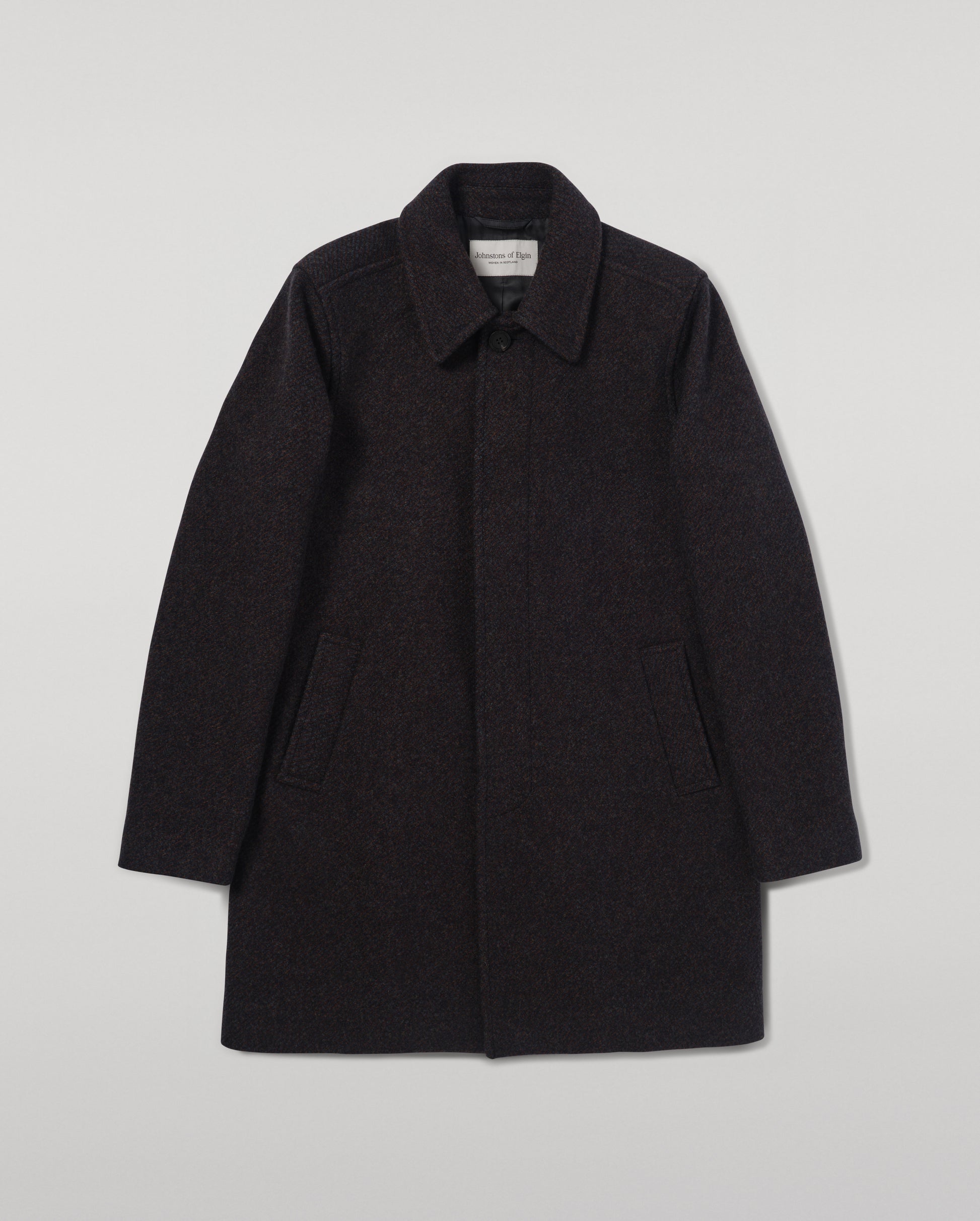 Johnstons of Elgin Men's Tailoring Shale Modern Twill Wool Grey Car Coat side view TD000473RU7680