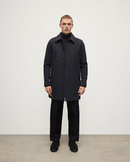 Johnstons of Elgin AW25 Men's Tailoring Shale Modern Twill Wool Grey Car Coat TD000473RU7680