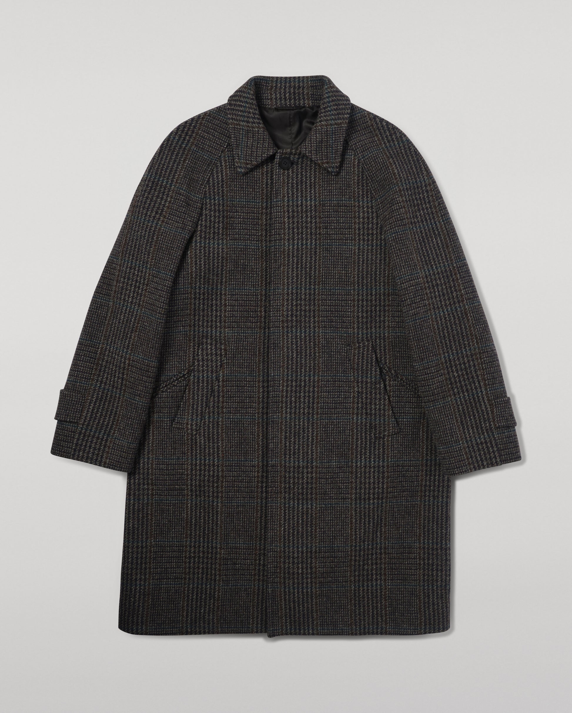 Johnstons of Elgin  Men's Tailoring Dark Slate Glen Urquhart The Balmacaan' Coat | Dark Slate Check TD000475RU7678