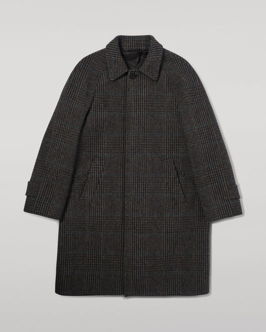 Johnstons of Elgin  Men's Tailoring Dark Slate Glen Urquhart The Balmacaan' Coat | Dark Slate Check TD000475RU7678