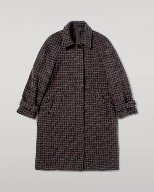 Johnstons of Elgin Women's Balmacaan Coat in Shale Houndstooth tweed TD000517RU7697