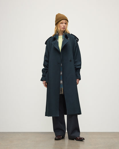 JOHNSTONS OF ELGIN WOMENS THREAVE WOOL TRENCH COAT 100% WOOL TD000525RU7840