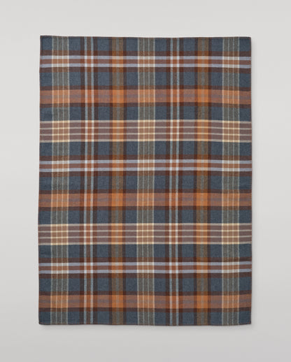 Johnstons of Elgin Double Face 100% Wool Blanket in Heather Blue and Brown Check TD000535RU7427ONE