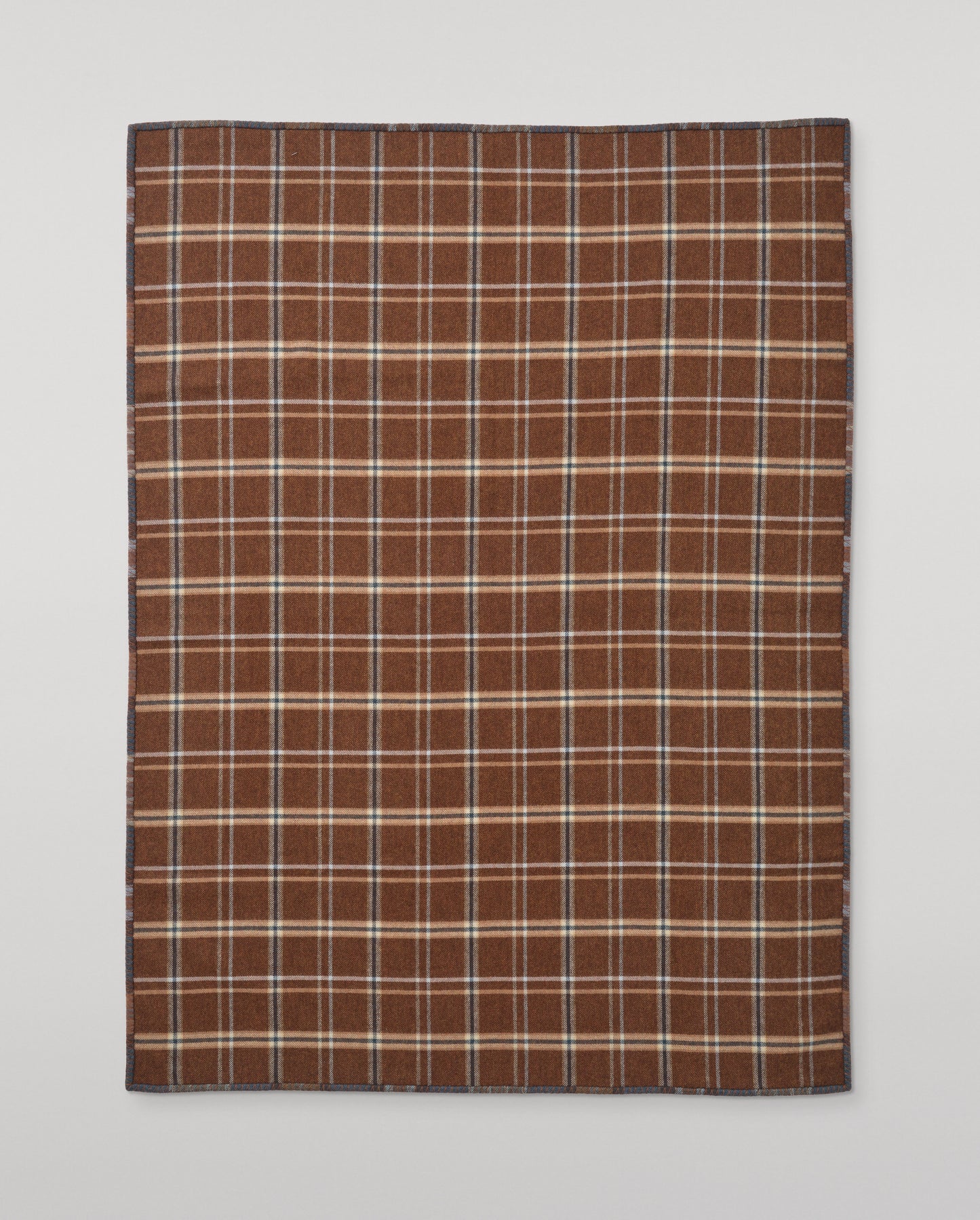 Johnstons of Elgin Double Face 100% Wool Blanket in Heather Blue and Brown Check TD000535RU7427ONE