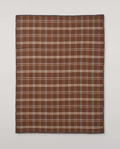 Johnstons of Elgin Double Face 100% Wool Blanket in Heather Blue and Brown Check TD000535RU7427ONE
