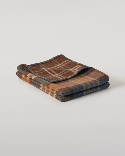 Johnstons of Elgin Double Face 100% Wool Blanket in Heather Blue and Brown Check TD000535RU7427ONE