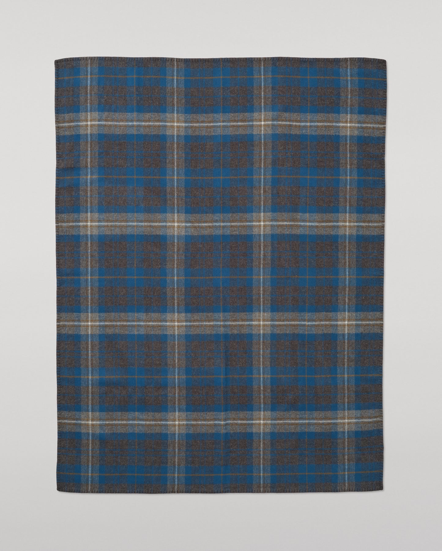 Johnstons of Elgin Double Face 100% Wool Blanket in Petrol & Charcoal Grey Check TD000535RU7833ONE