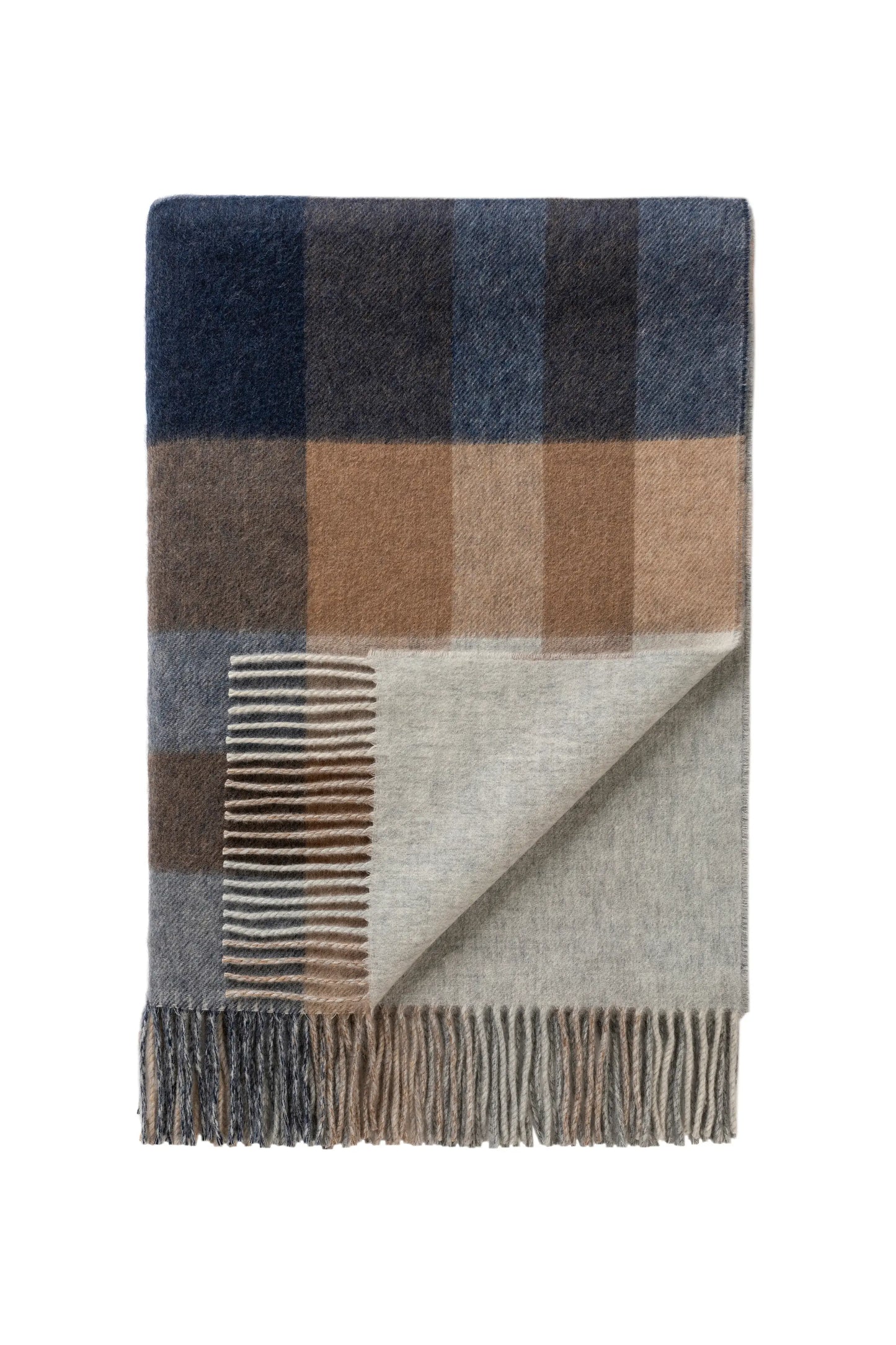 2025 Johnstons of Elgin Interiors Collection Birch Check Reversible Cashmere Throw on a white background  WA000013RU7603ONE