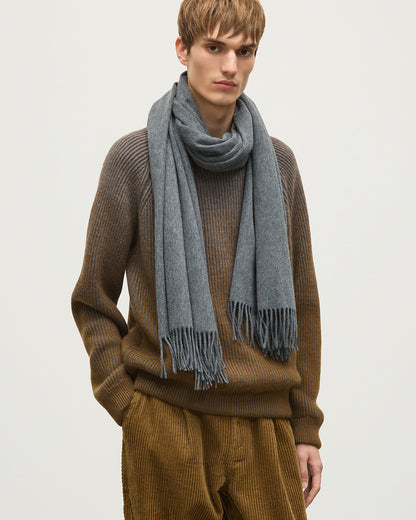 Johnstons of Elgin 100% Cashmere Stole in Mid Grey on a white background WA000056HA0501N/A