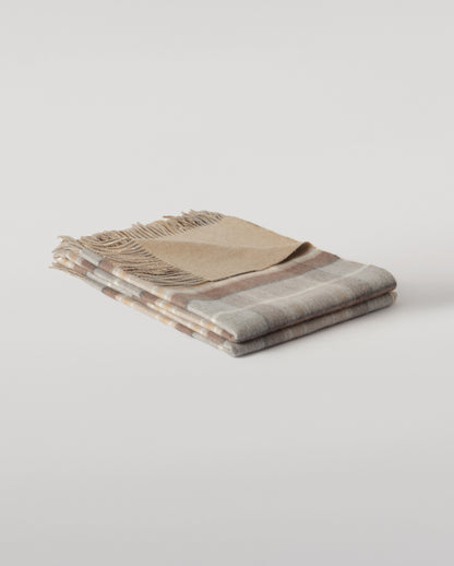 Johnstons of Elgin Natural Mackellar Reclaimed Cashmere Blanket, Reversible, with fringe finish WA002657RU7823ONE