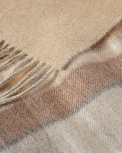 Johnstons of Elgin Natural Mackellar Reclaimed Cashmere Blanket, Reversible, with fringe finish WA002657RU7823ONE