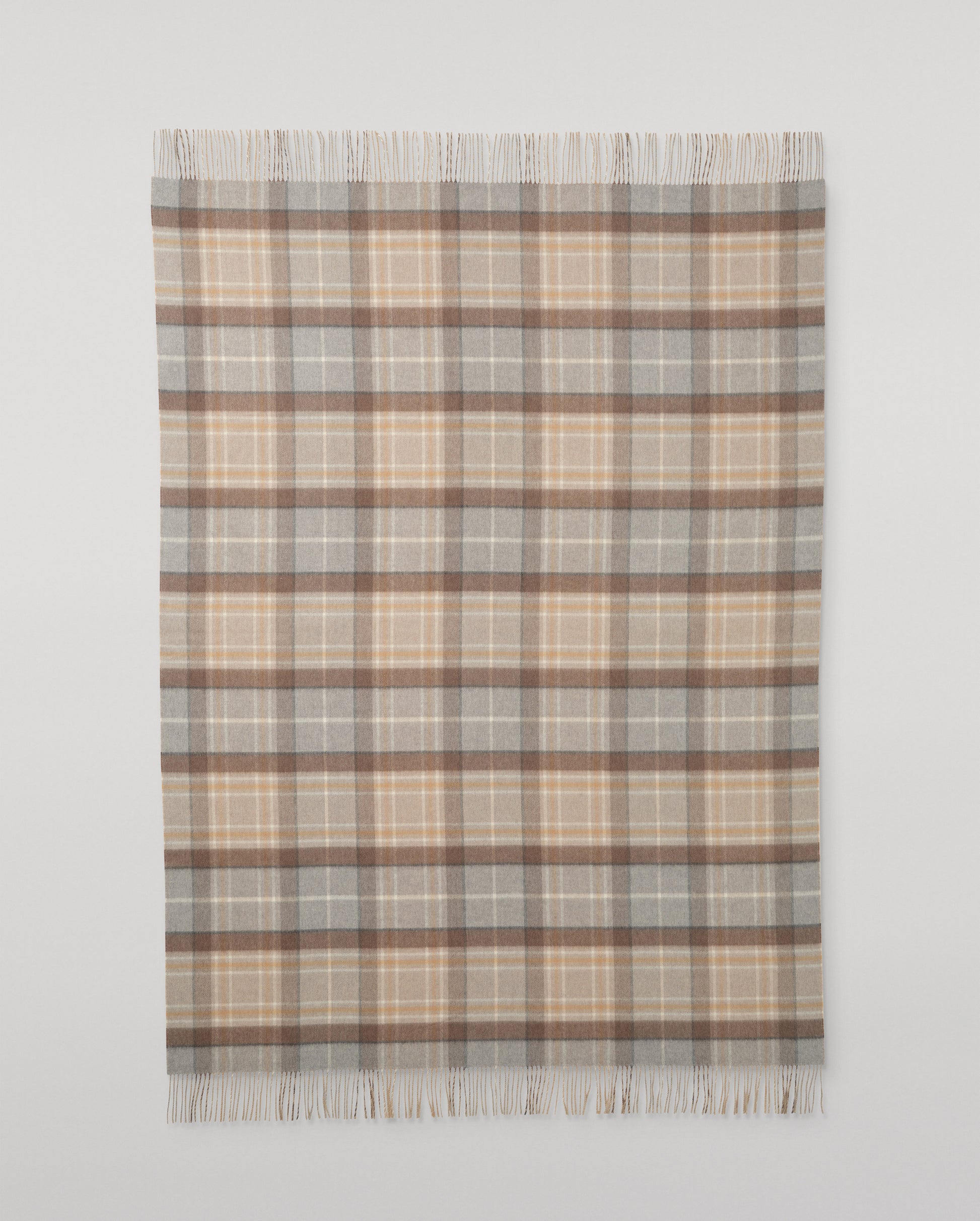 Johnstons of Elgin Natural Mackellar Reclaimed Cashmere Blanket, Reversible, with fringe finish WA002657RU7823ONE