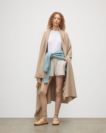 Johnstons of Elgin Yarrow Cashmere Throw in Natural WA002652RU7810ONE