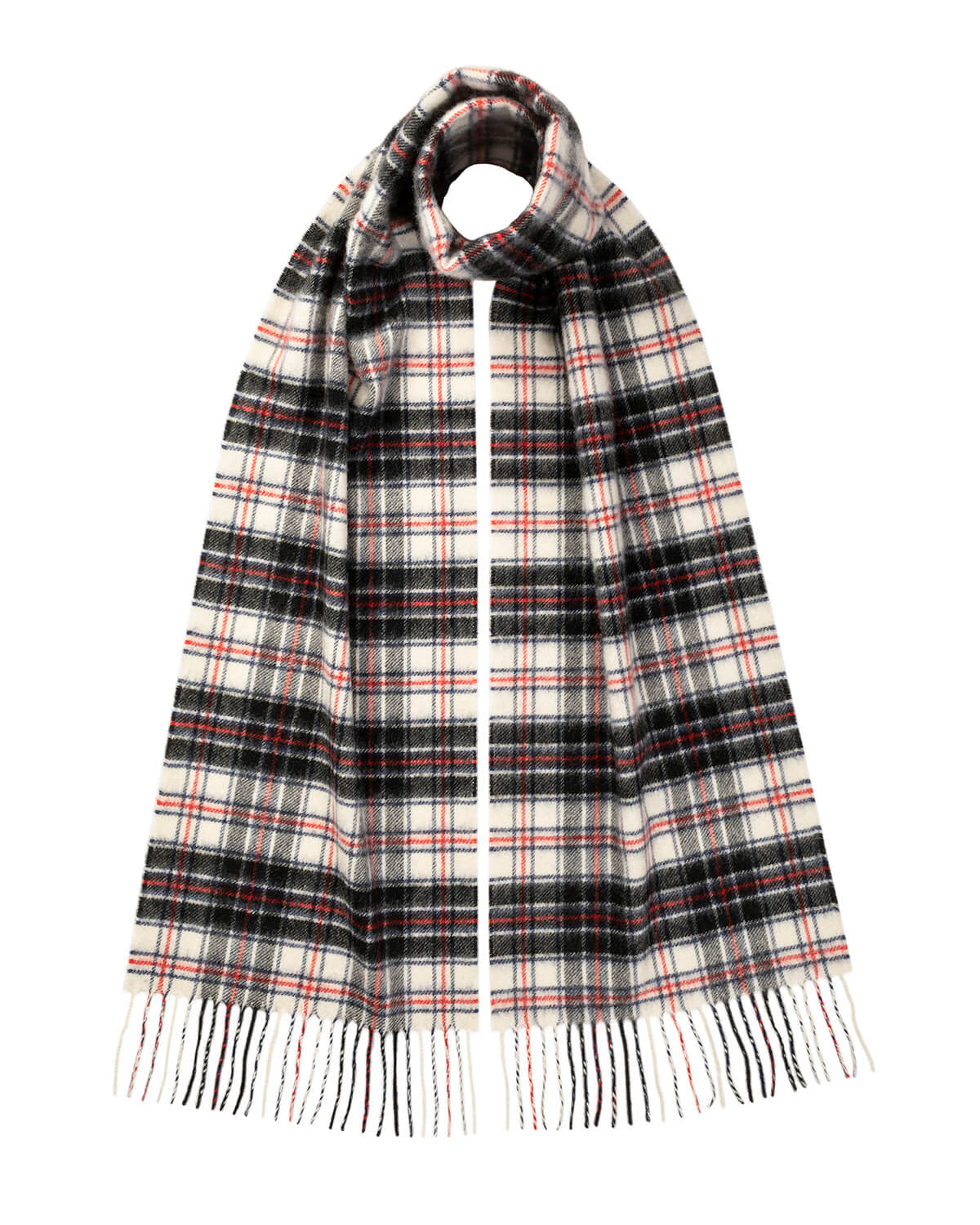 Johnstons of Elgin Tartan Cashmere Scarf in MacRae on a white background WA000016KU0128ONE