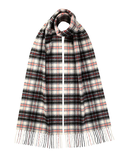 Johnstons of Elgin Tartan Cashmere Scarf in MacRae on a white background WA000016KU0128ONE