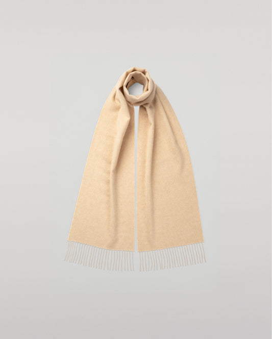 Johnstons of Elgin Cashmere Scarf in Blonde on a white background WA000016HB0167ONE