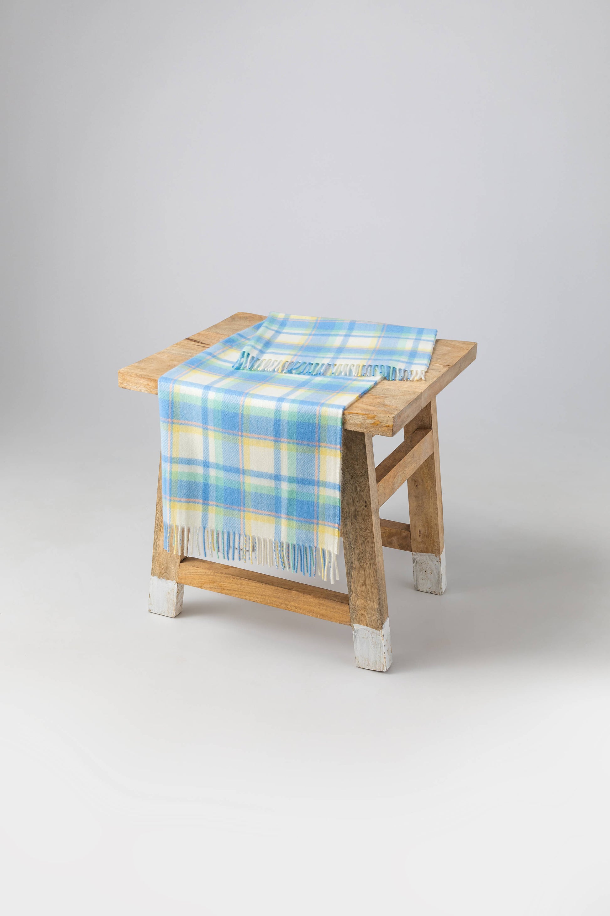 Johnstons of Elgin 2024 Baby Blanket Collection Blue Green Check Cashmere Baby Blanket WA001954RU7474ONE
