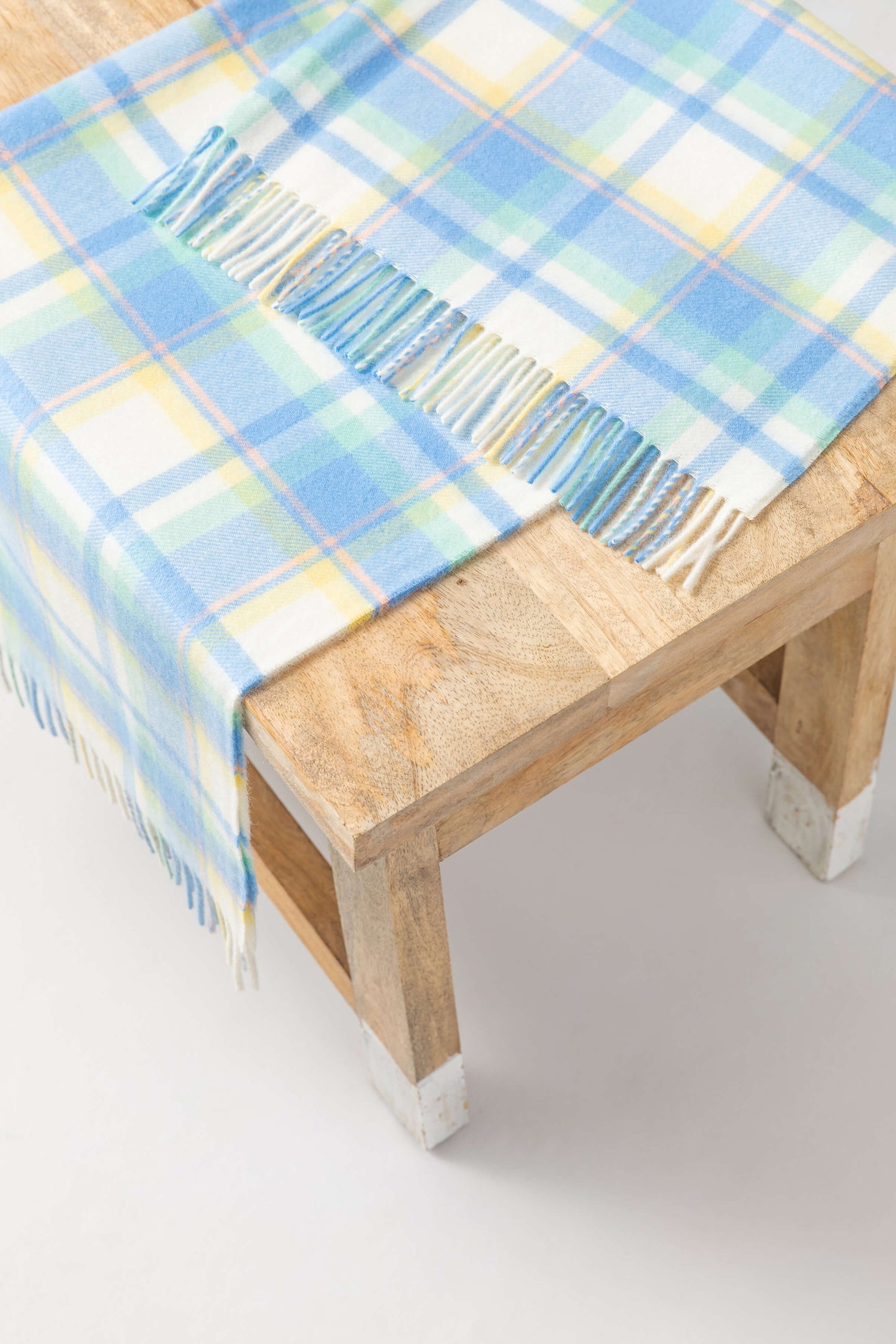 Johnstons of Elgin 2024 Baby Blanket Collection Blue Green Check Cashmere Baby Blanket WA001954RU7474ONE