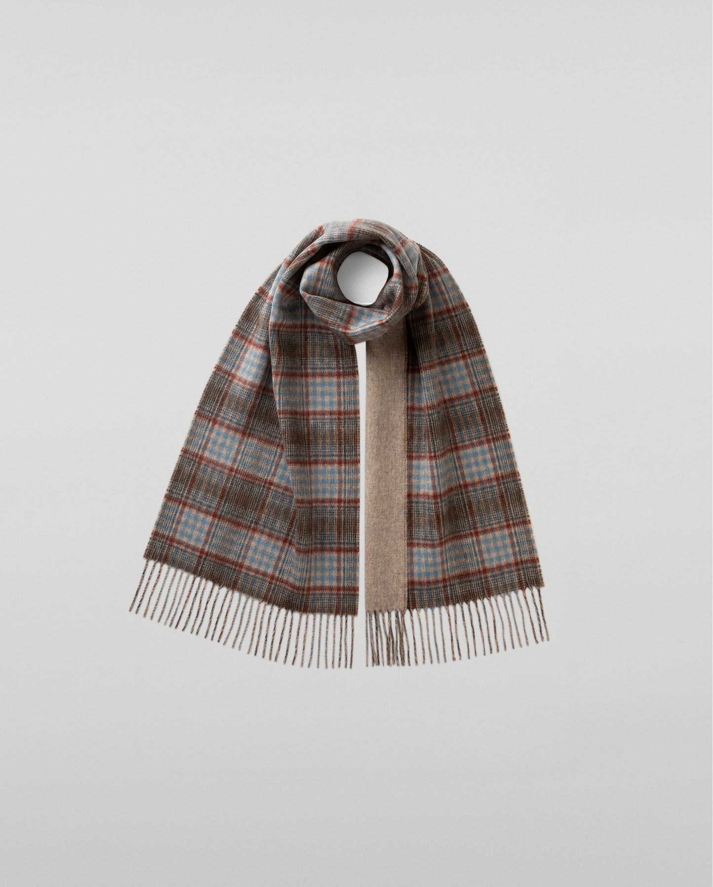 Johnstons of Elgin Woven Accessories Check & Plain Reversible Cashmere Scarf WA000020RU7644ONE