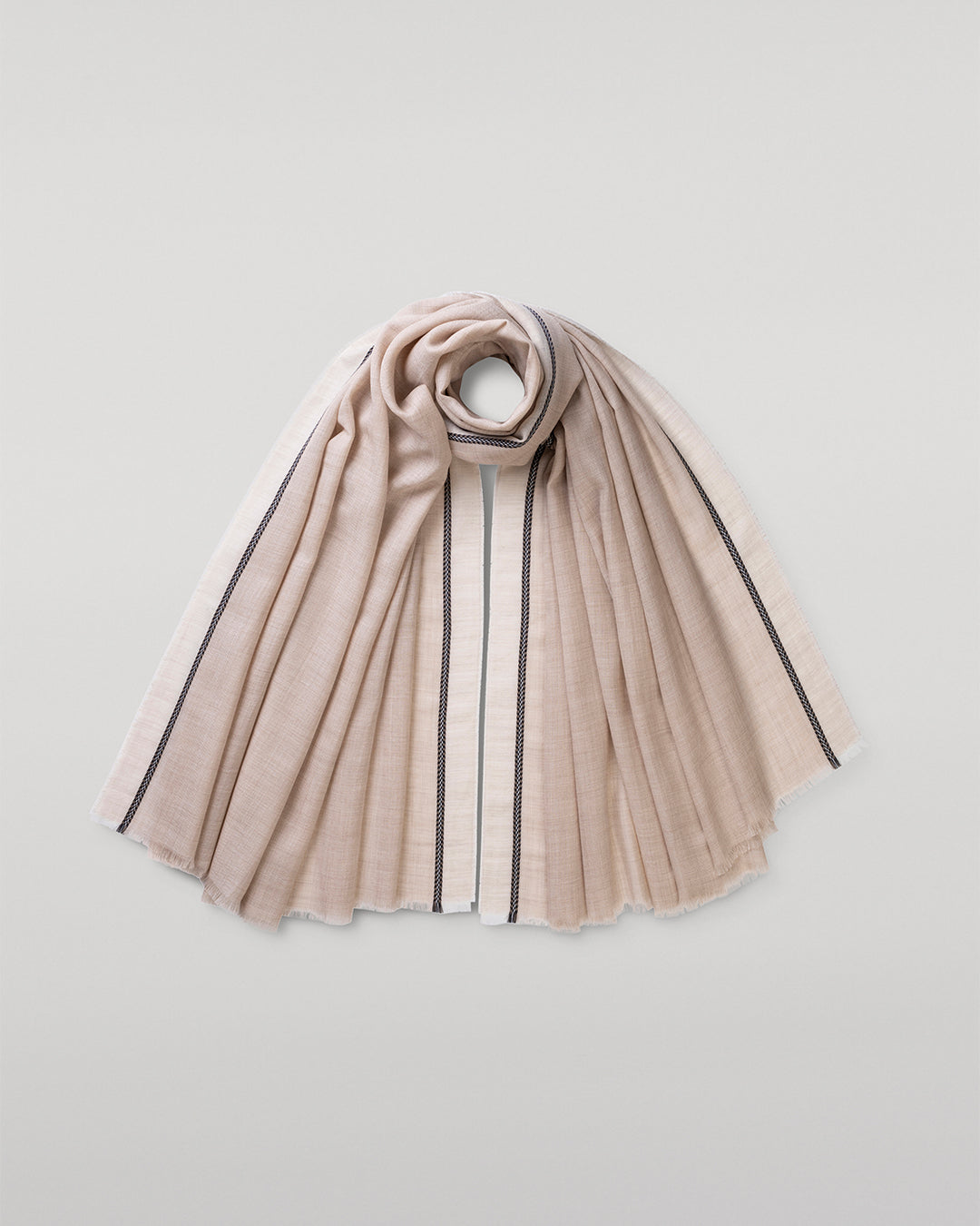 JOHNSTONS OF ELGIN IVES CHEVRON BORDER SCARF NATURAL 100% CASHMERE WA002446RU7701ONE