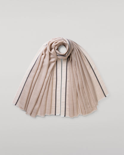 JOHNSTONS OF ELGIN IVES CHEVRON BORDER SCARF NATURAL 100% CASHMERE WA002446RU7701ONE