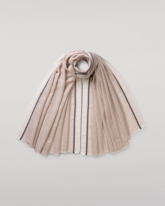 JOHNSTONS OF ELGIN IVES CHEVRON BORDER SCARF NATURAL 100% CASHMERE WA002446RU7701ONE