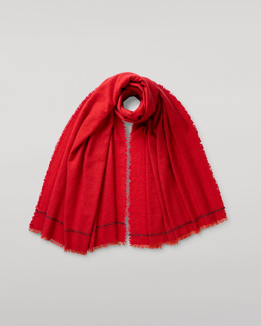 JOHNSTONS OF ELGIN USAN SEMI PLAIN SCARF RED 100% CASHMERE WA002550RU7721ONE
