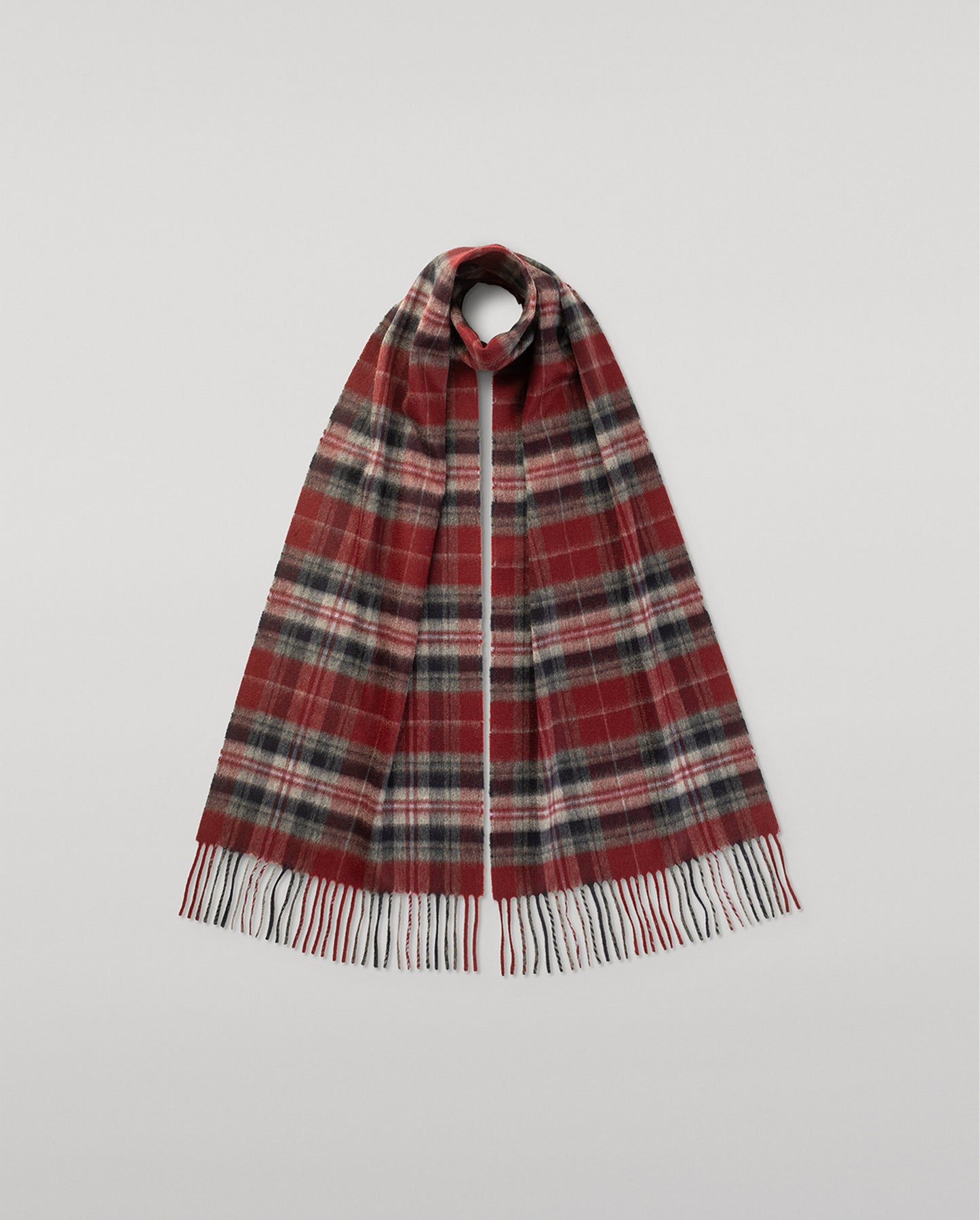 JOHNSTONS OF ELGIN CASHMERE VINTAGE CHECK SCARF DARK RED 100% CASHMERE WA002634RU7779ONE