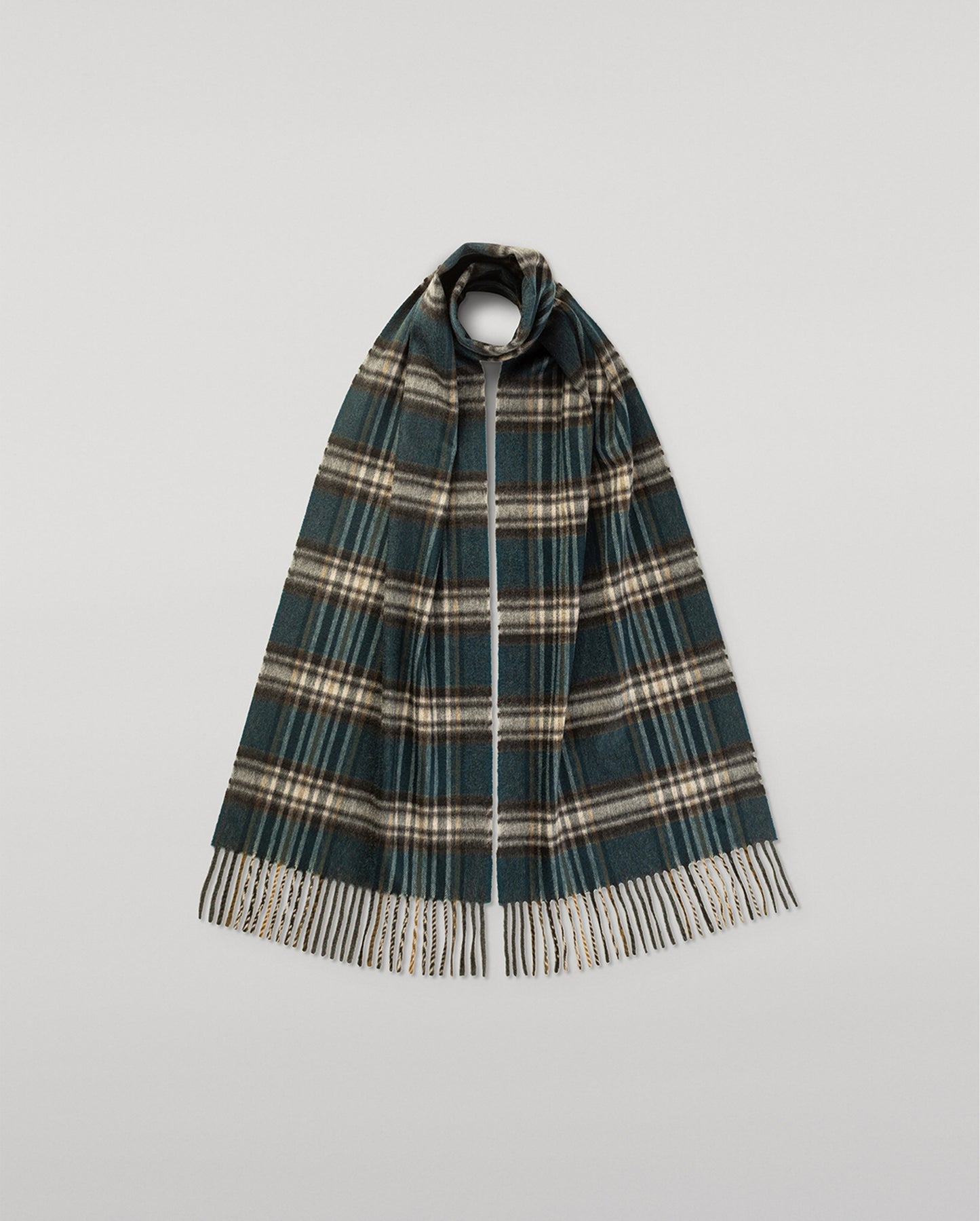 JOHNSTONS OF ELGIN CASHMERE VINTAGE CHECK SCARF BOTTLE GREEN 100% CASHMERE WA002634RU7781ONE